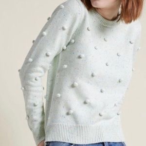 Modcloth mint green pom pom crew neck sweater